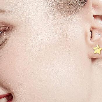 14K Gold Cubic Zirconia Stars Stud Earrings